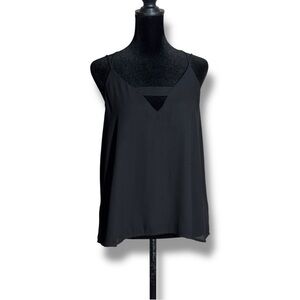 Lush Chic Black Sleeveless Lightweight Flowy Front Cutout Strappy Women's Top